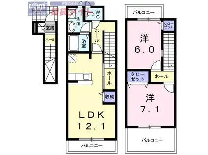 サニーレジデンス上野II(2LDK/2階)の間取り写真