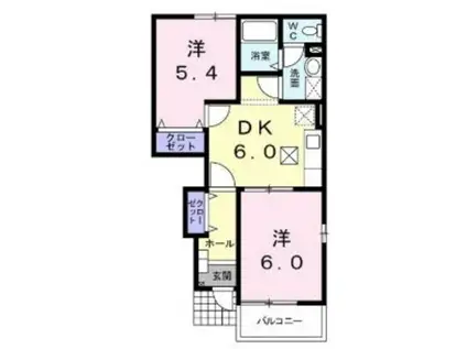 レジデンス中村(2DK/1階)の間取り写真