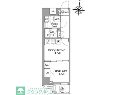 コンフォリア・リヴ木場イーストII(1DK/3階)の間取り写真