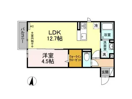 ＪＲ東北本線 花巻駅 徒歩7分 2階建 築5年(1LDK/2階)の間取り写真