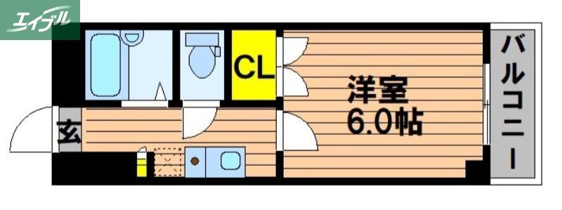 ハッピーハイツ今(1K/1階)の間取り写真