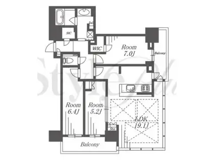 グランドメゾン新梅田タワー THE CLUB RESIDENCE(3LDK/24階)の間取り写真