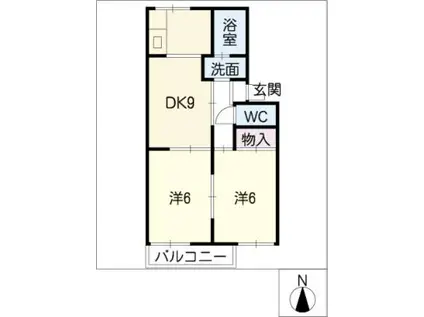 ジュネス武田A棟(2DK/2階)の間取り写真