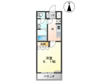 プラミオン A(1K/2階)の間取り写真