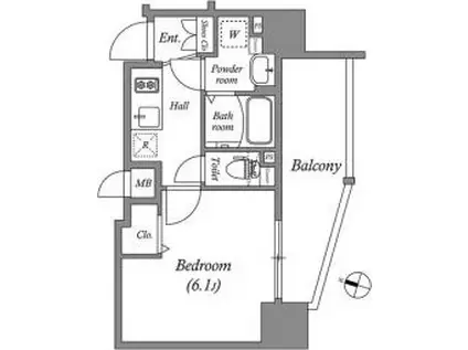アドバンス大阪フルーヴ(1K/2階)の間取り写真