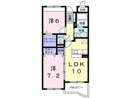 サンパレス土肥(2LDK/3階)の間取り写真