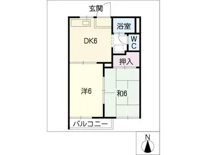 グレイスタウン(2DK/1階)の間取り写真
