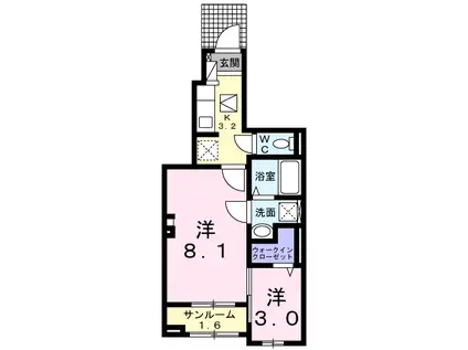 ヴィラ・エスペランサ101(2K/1階)の間取り写真