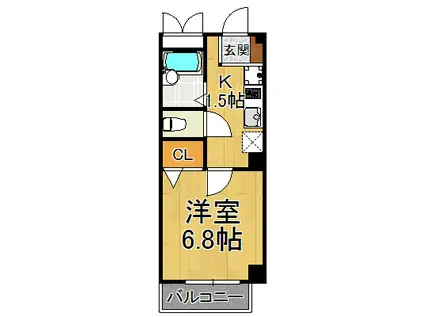 ブランノーヴァ蕨II(1K/3階)の間取り写真