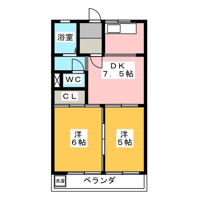 エンドレスASANO(2DK/2階)の間取り写真