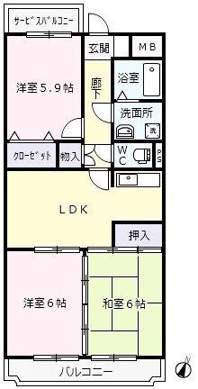マジェステート(3LDK/1階)の間取り写真