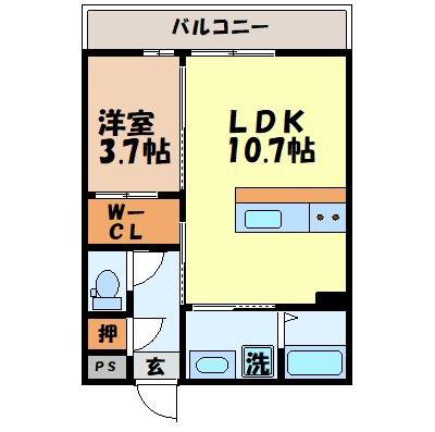 トレス天満(1LDK/1階)の間取り写真
