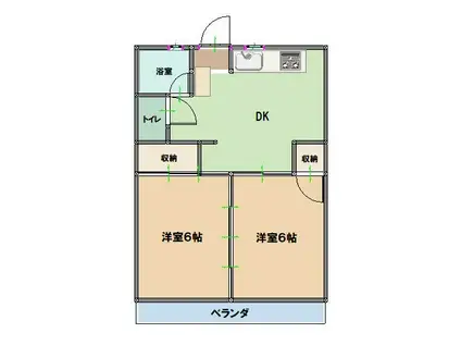 グリーンハイツ大みか(2DK/3階)の間取り写真