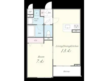 ヴォアチュールエムス(1LDK/2階)の間取り写真