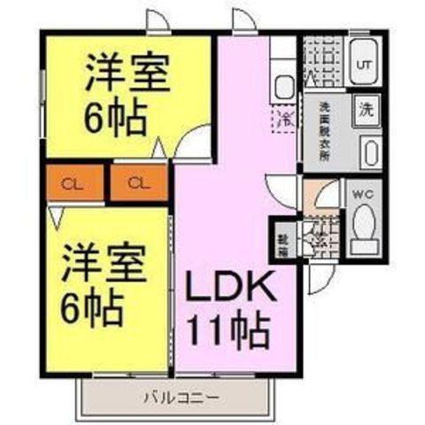 BIRDLANDたまでA・B(2LDK/1階)の間取り写真