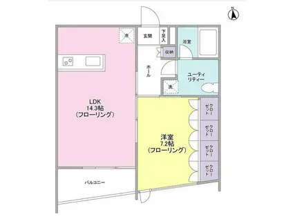 RAFFINO TAMAGAWA(1LDK/6階)の間取り写真