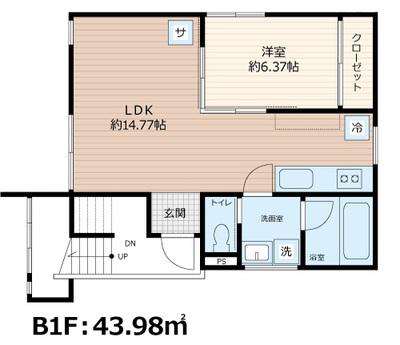 SCENE.MEGURO SAUNA RESIDENCE(1LDK/B1階)の間取り写真