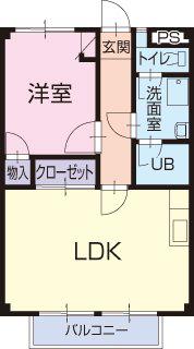 メゾンドアイリス(1LDK/1階)の間取り写真