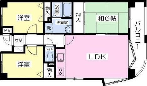 ベルカーサ守恒(3LDK/3階)の間取り写真