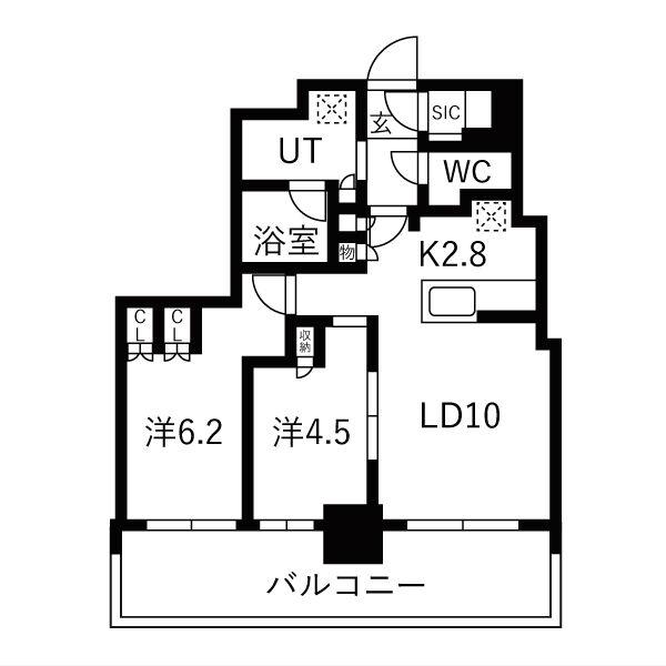 ザ・札幌タワーズ ウエストタワー(2LDK/24階)の間取り写真