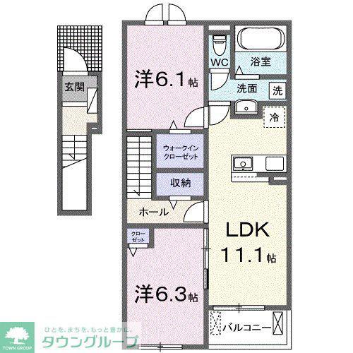 マウナ II(2LDK/2階)の間取り写真