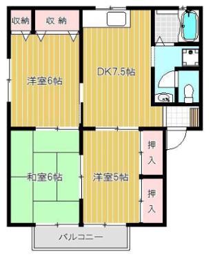 グリーンシャルマンD棟(3DK/2階)の間取り写真