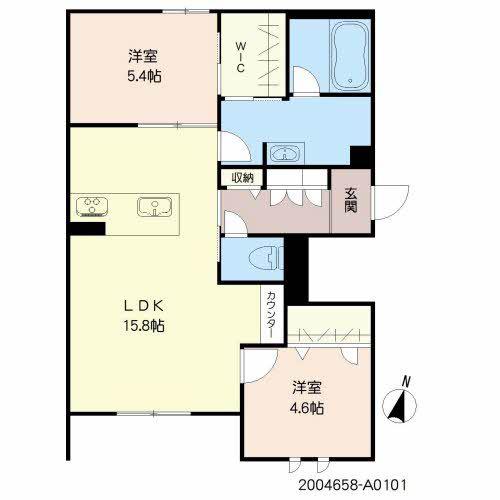 CASA FELICE 水前寺(2LDK/1階)の間取り写真