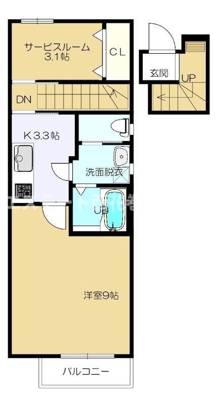 FIRST花巻(1SK/2階)の間取り写真