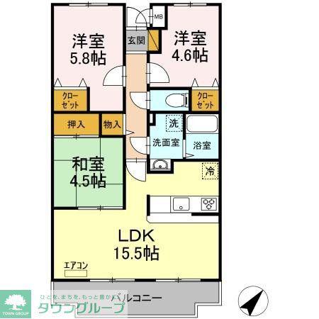 ビューパークヤマモ(3LDK/3階)の間取り写真