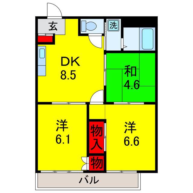 メゾンサクセスB(3DK/2階)の間取り写真