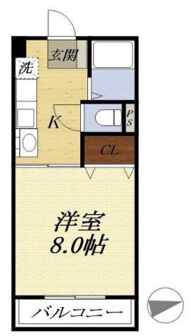 エイカハイム(1K/2階)の間取り写真