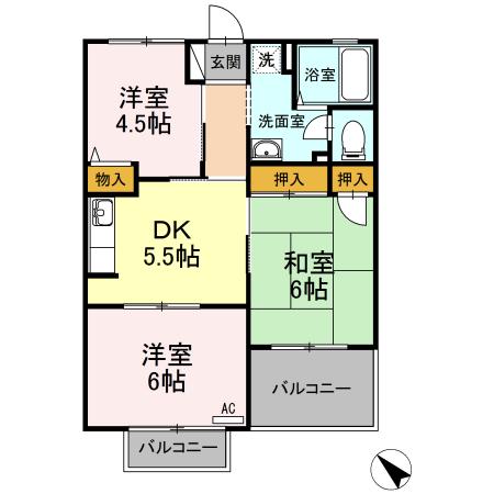 メゾンアサヒ(3K/1階)の間取り写真