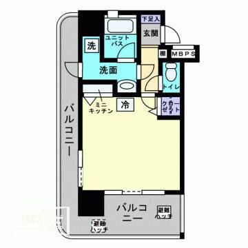 アルファコンフォート福岡西新(1K/8階)の間取り写真