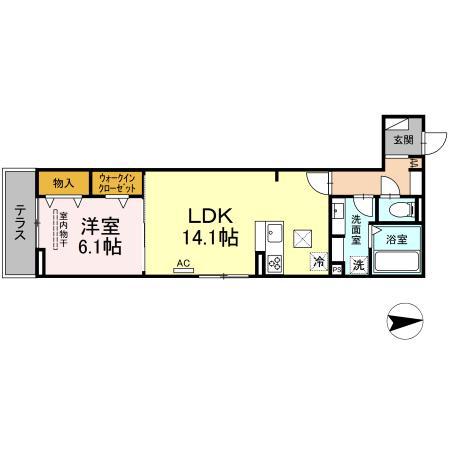 CIEL太閤通(1LDK/1階)の間取り写真