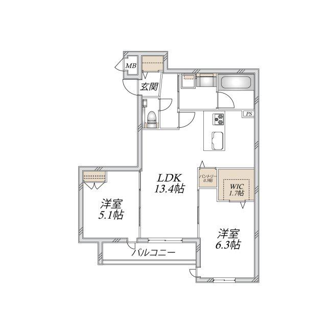 グランメゾン梅ノ木(2LDK/2階)の間取り写真