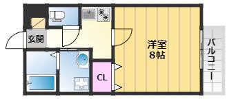 メルレーブK・S(1K/1階)の間取り写真