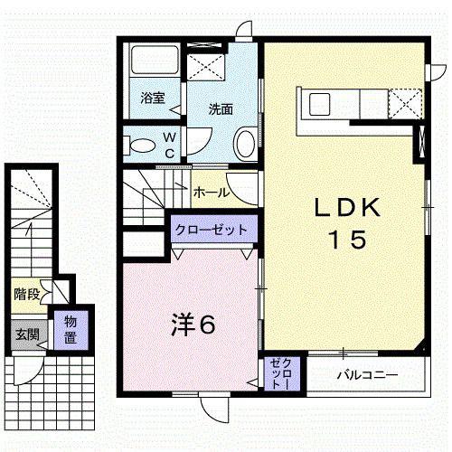 ラブリィーV(1LDK/2階)の間取り写真