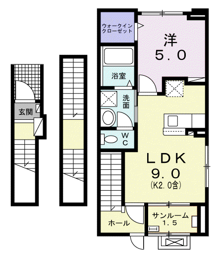 エルベート I(1LDK/3階)の間取り写真