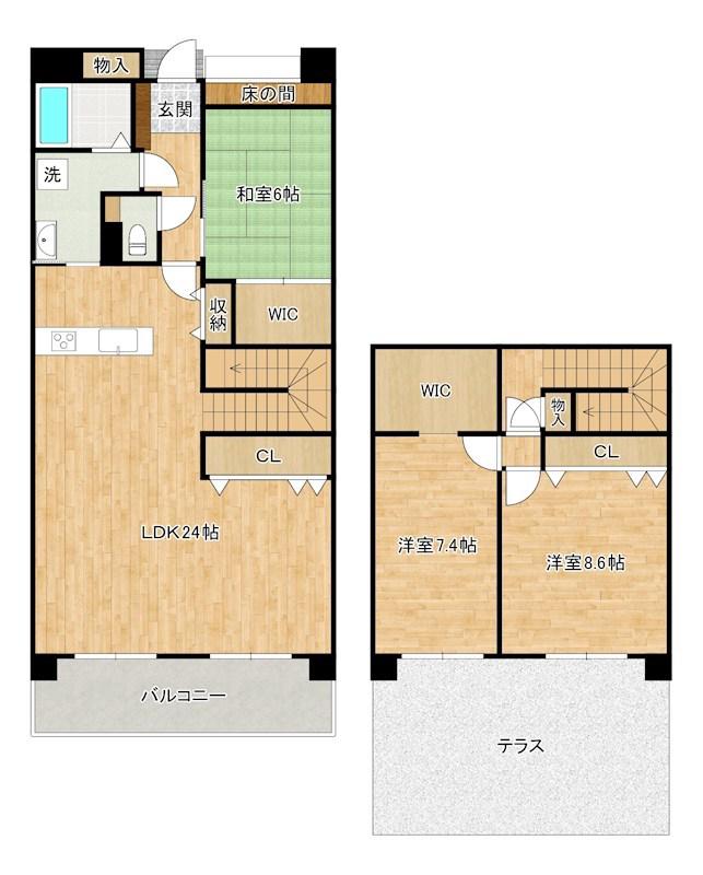 ペルル企救丘弐番館(3LDK/1階)の間取り写真