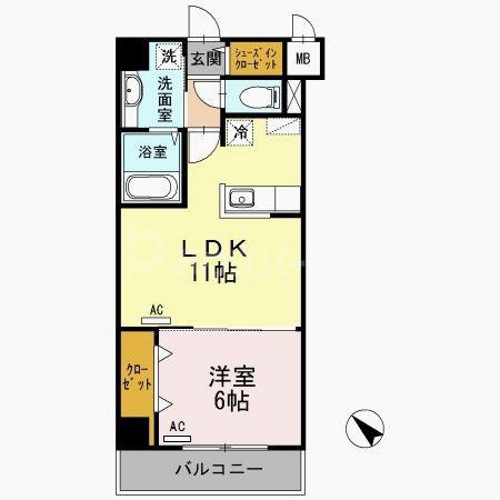 オーチャードK(1LDK/2階)の間取り写真