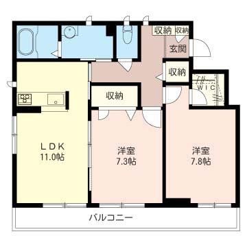 リバーパークかわせみ(2LDK/2階)の間取り写真