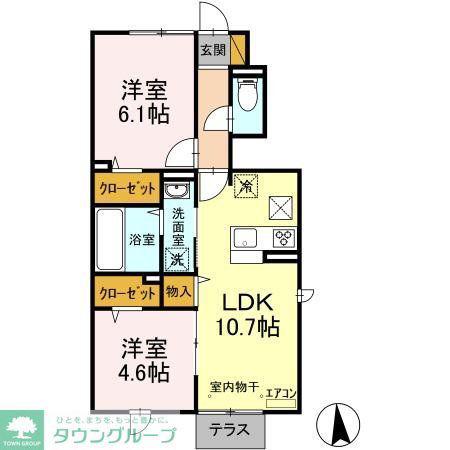 イースト・ヴィラ II(2LDK/1階)の間取り写真