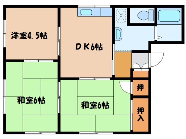 フレグランス鈴(3DK/2階)の間取り写真