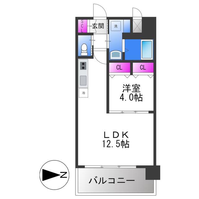 プレジオ八戸ノ里(1LDK/2階)の間取り写真