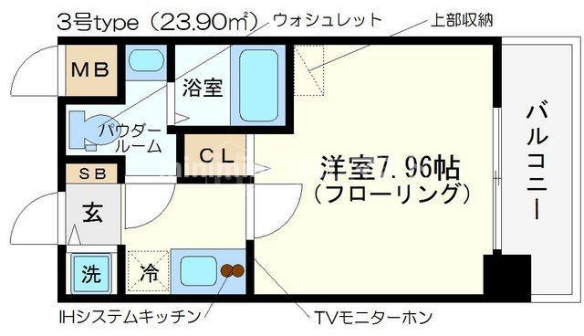 セレニテ日本橋SUD(1K/6階)の間取り写真