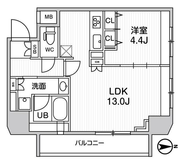 ジェノヴィア浅草橋IIスカイガーデン(1LDK/2階)の間取り写真
