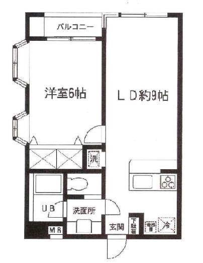 ルクレ東長崎(1LDK/2階)の間取り写真