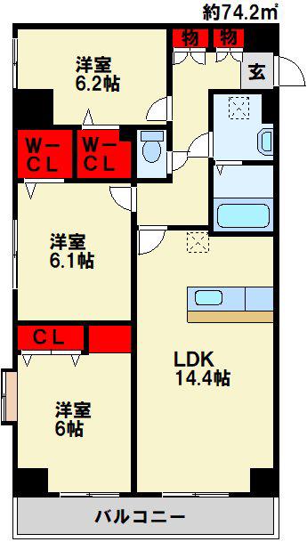 ファミール守恒(3LDK/10階)の間取り写真