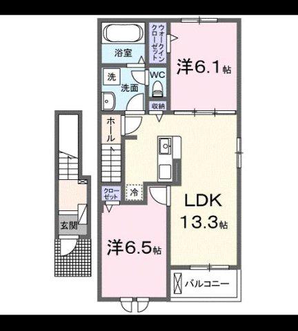 サンディ ココ(2LDK/2階)の間取り写真
