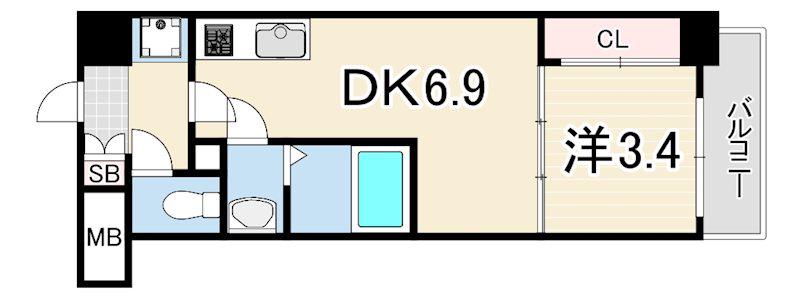 SDグランツ神戸ランドマーク(1DK/5階)の間取り写真